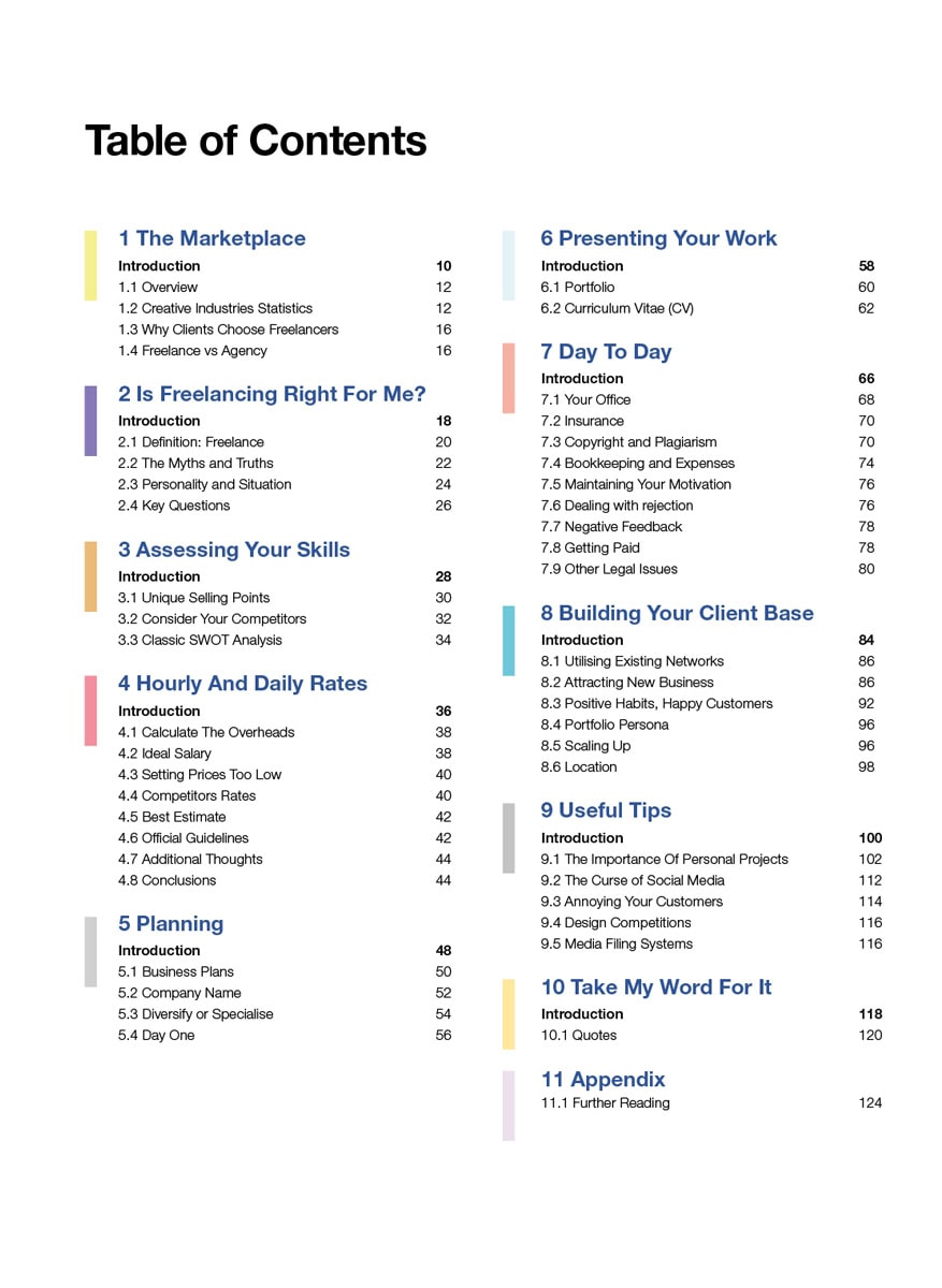 Freelancers Handbook contents page