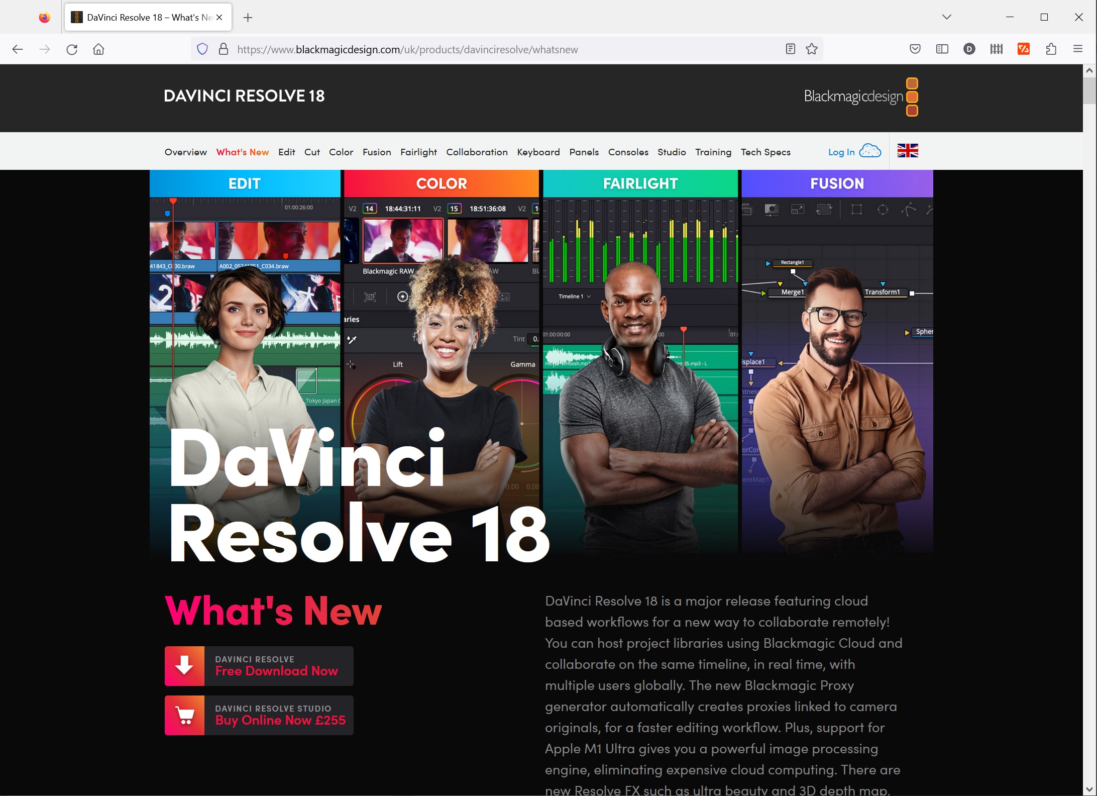 DaVinci Resolve 18 free video software