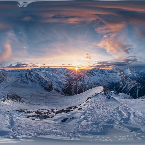 Snowy Mountains At Sunset