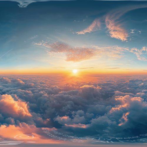 Flying Over Clouds At Sunset